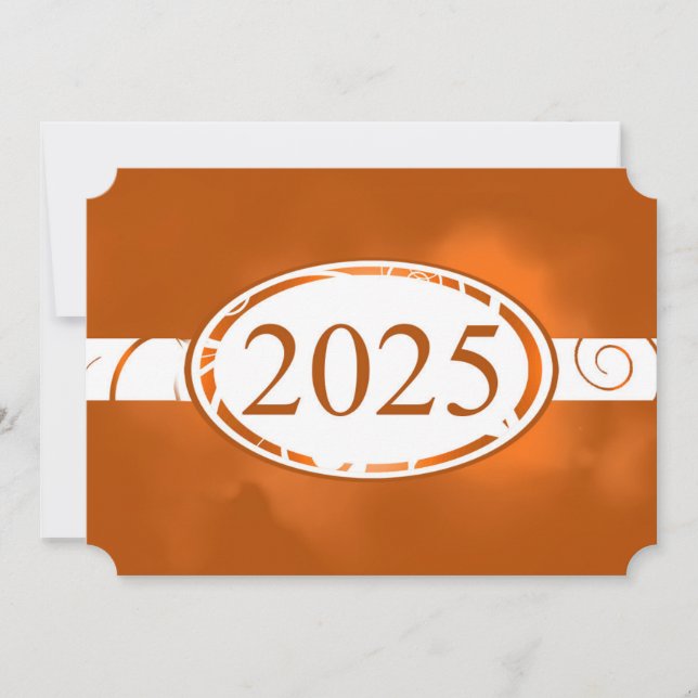 Convite Placa de Botão Floral Branco e Laranja 2025 (Frente)