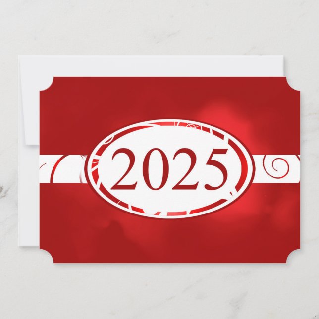 Convite Placa de Botão Floral Vermelho e Branco 2025 (Frente)