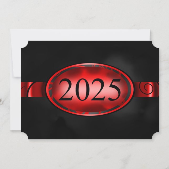 Convite Placa de Botão Floral Vermelho e Preto 2025 (Frente)