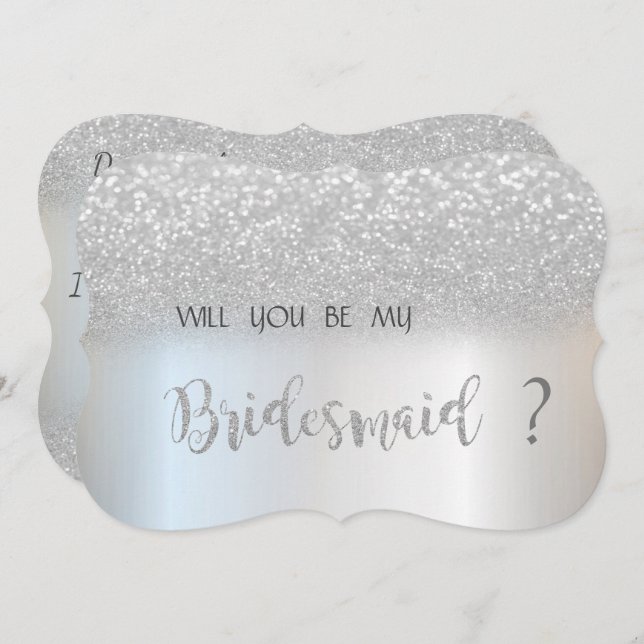 Convite Placa de Bridesmaid Bokeh Silver Glitter Elegante (Frente/Verso)