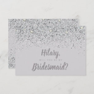 Convite Placa de Bridesmaid com Glitter de Silver Espelho