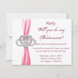Convite Placa de Bridesmaid Coração Infinita Rosa