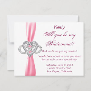 Convite Placa de Bridesmaid Coração Infinita Rosa