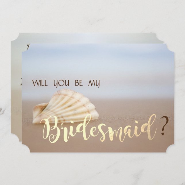 Convite Placa de Bridesmaid da Beach Seashell (Frente/Verso)