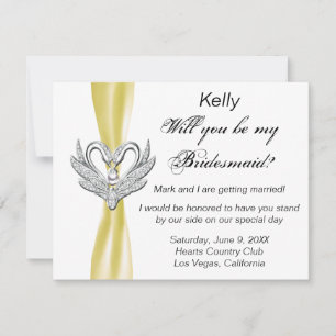 Convite Placa de Bridesmaid das Bandejas de Fita Amarela