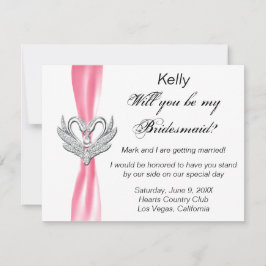 Convite Placa de Bridesmaid das Bandejas Prateadas Rosa