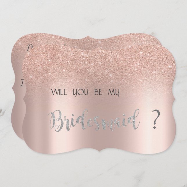 Convite Placa de Bridesmaid do Bokeh Glitter Dourada Elega (Frente/Verso)