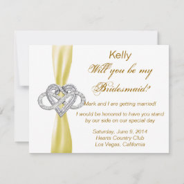 Convite Placa de Bridesmaid do Coração Infinito Amarelo