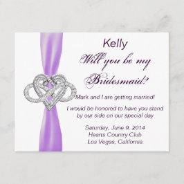 Convite Placa de Bridesmaid do Coração Púrpura Infinito