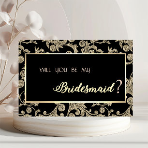 Convite Placa de Bridesmaid Elegante de Glitter Dourado