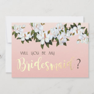 Convite Placa de Bridesmaid Floral Elegante Chic Magnolia