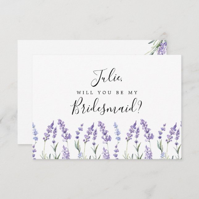 Convite Placa de Bridesmaid Roxa, Lavanda (Frente/Verso)