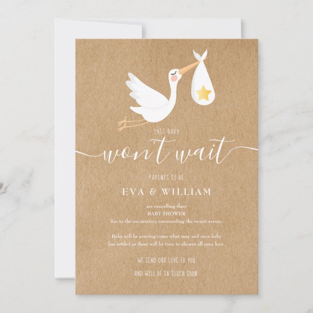 Convite Placa de Cancelamento Rústica de Sprinkle de Chá d (Frente)