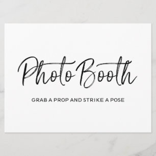 Convite Placa de Casamento "Cabine de Fotos" Letras Eleg