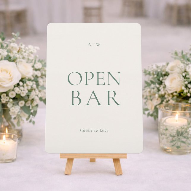 Convite Placa de Casamento com Bar Aberto Moderno (Criador carregado)