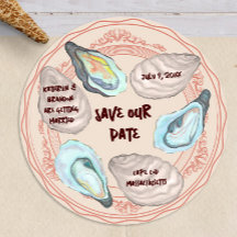 Placa de Casamento com Ostras Assadas Save the Dat
