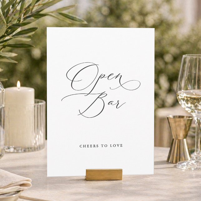 Convite Placa de Casamento de Bar Aberto Elegante | Minima (Criador carregado)