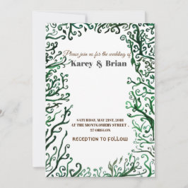 Convite Placa de Casamento de Elementos Botânicos