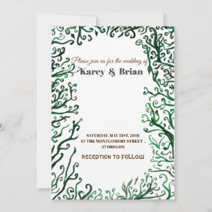 Convite Placa de Casamento de Elementos Botânicos