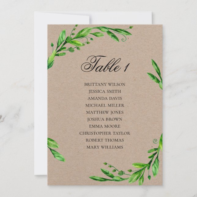 Convite Placa de casamento de verão. Plano de mesa russo (Frente)