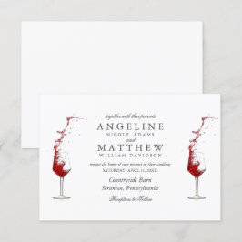 Convite Placa de Casamento de Vinha e Vidro de Vinho Russo