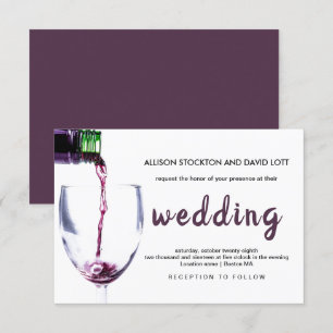 Convite Placa de Casamento de Vinha e Vidro de Vinho Russo