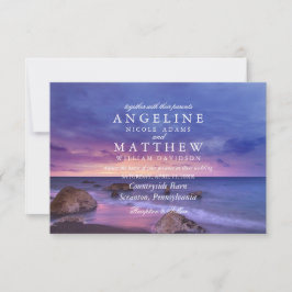 Convite Placa de Casamento do Mar de Sunset Modern Tropica