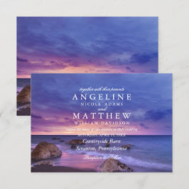 Convite Placa de Casamento do Mar de Sunset Modern Tropica