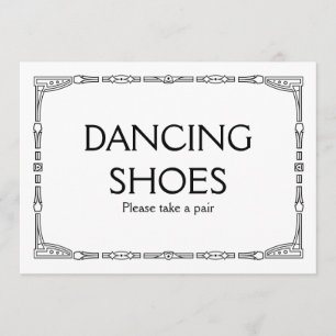 Convite Placa de Casamento em Estilo Art Déco "Sapatos de 
