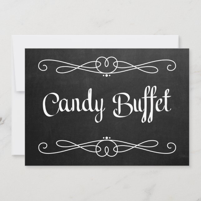 Convite Placa de casamento estilo lousa "Candy Buffet" (Frente)