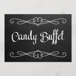 Convite Placa de casamento estilo lousa "Candy Buffet"