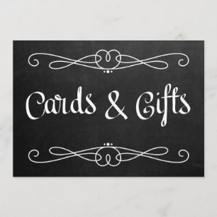 Convite Placa de casamento estilo lousa "Cartões e present