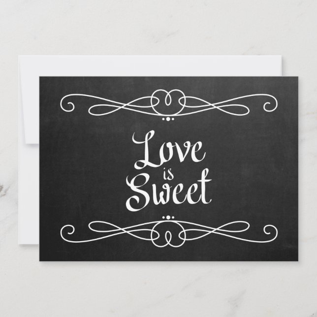 Convite Placa de Casamento Estilo Lousa "O Amor é Doce" (Frente)
