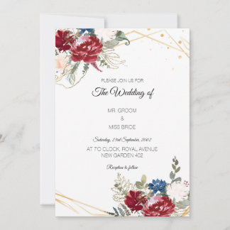 Convite Placa de Casamento Floral WaterColor