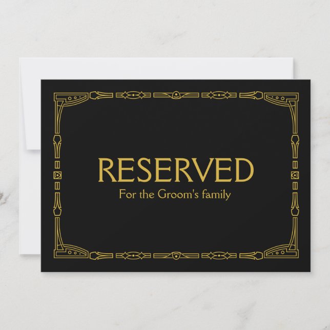 Convite Placa de casamento personalizada "Reservado" doura (Frente)