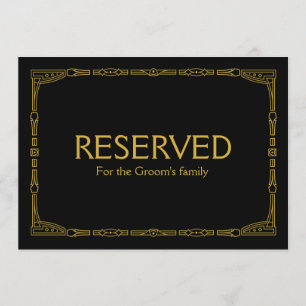 Convite Placa de casamento personalizada "Reservado" doura