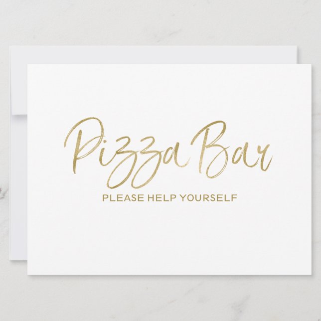 Convite Placa de Casamento "Pizza Bar" | Estilo Dourado (Frente)