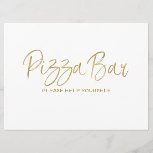 Convite Placa de Casamento "Pizza Bar"   Estilo Dourado