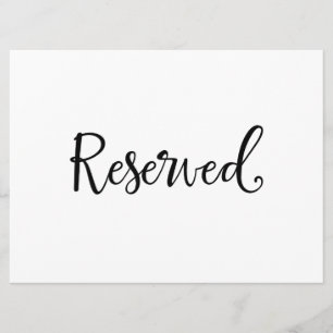 Convite Placa de casamento "Reservado"   Caligrafia Rústic