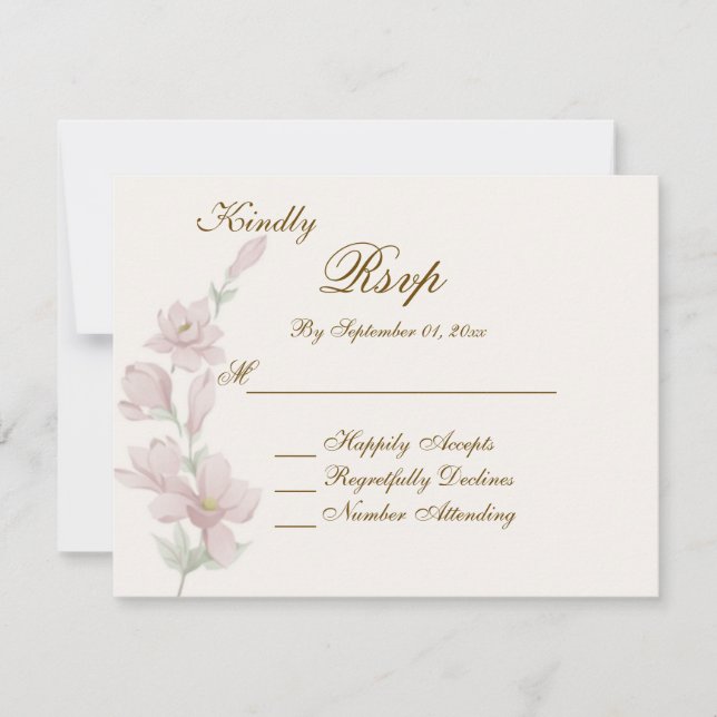 Convite Placa de Casamento RSVP Floral de Blush Molt Elega (Frente)