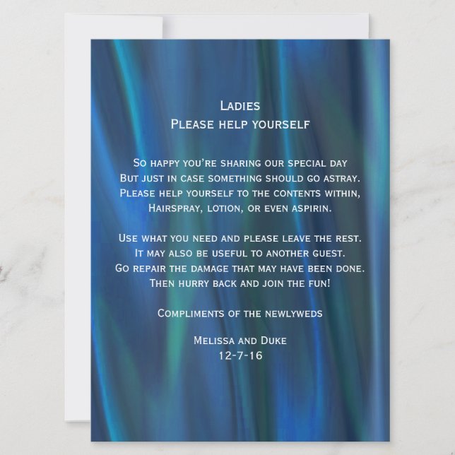 Convite Placa de Cesta de Noiva em Seda Azul (Frente)