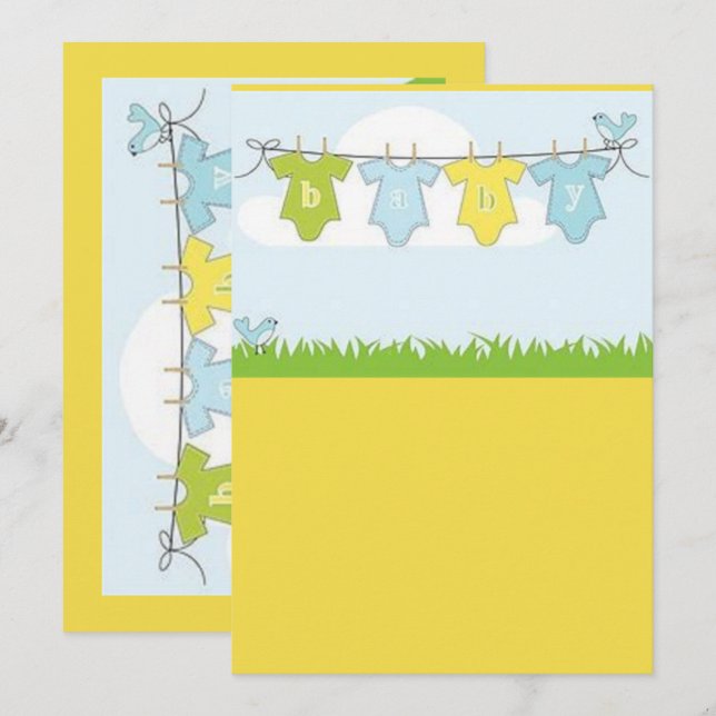 Convite placa de chá de fraldas (Frente/Verso)