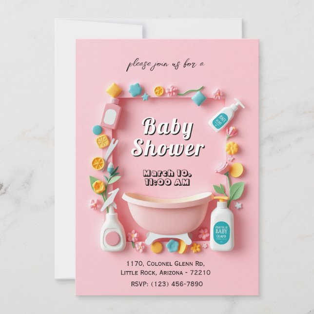 Convite Placa de Chá de fraldas Adorável com Baby Essentia (Frente)