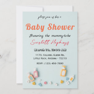 Convite Placa de Chá de fraldas Adorável com Baby Essentia