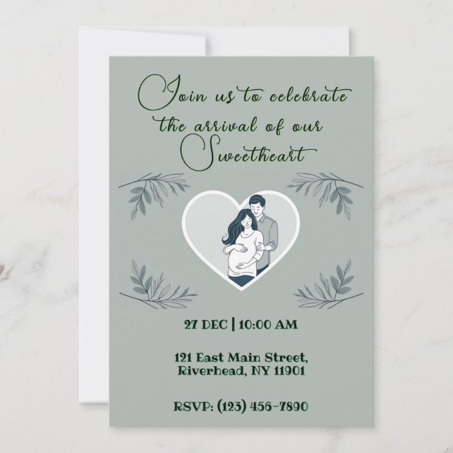 Convite Placa de Chá de fraldas com Pais Esperados (Frente)