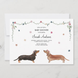 Convite Placa de Chá de fraldas do cão Dachshund