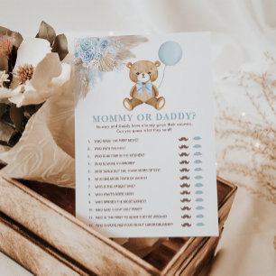 Convite Placa de Chá de fraldas do Urso do Pai ou mamãe