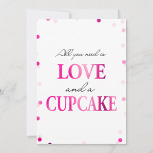 Convite Placa de Chá de Noiva de Cupcake   Confetes Rosa M