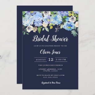 Convite Placa de Chá de panela Floral do marinho