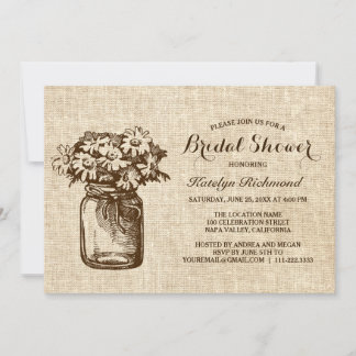 Convite Placa de Chá de panela Mason Jar Rustic Country